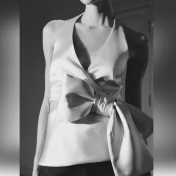 ZARA FULLY LINED SATIN BOW TIE TOP BLOUSE - Picture 9 of 12